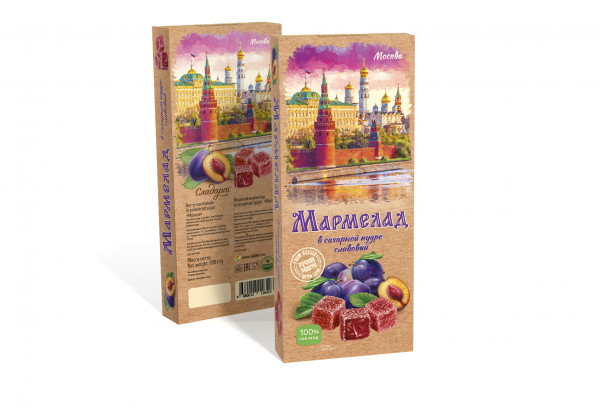 №2 Сладарт Мармелад Сливовый МОСКВА в сахарной пудре (642), 200г   в Шелехове